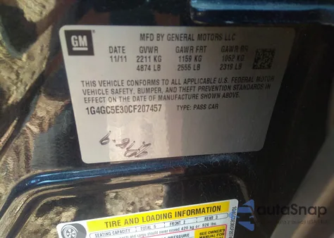 2012 Buick Lacrosse Leather Group из США, поврежденный, VIN 1G4GC5E30CF207457